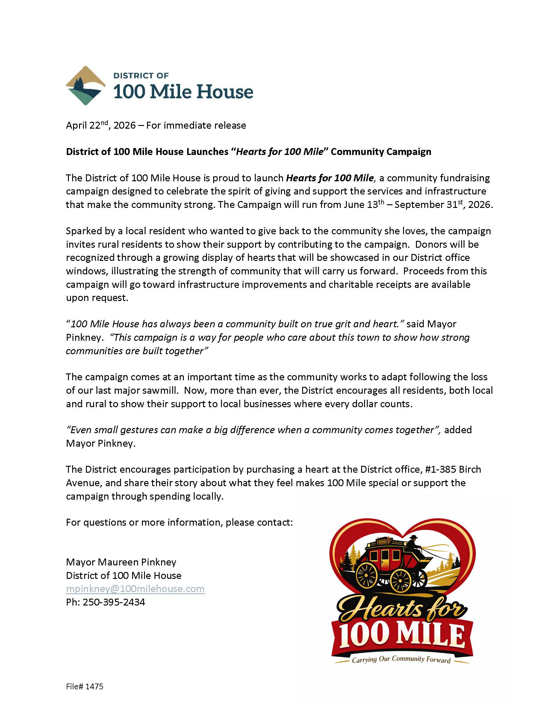 2026 Hearts for 100 Mile Release