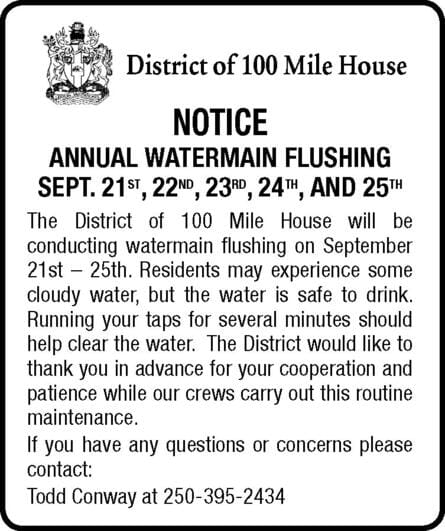 notice of annual watermain flushing