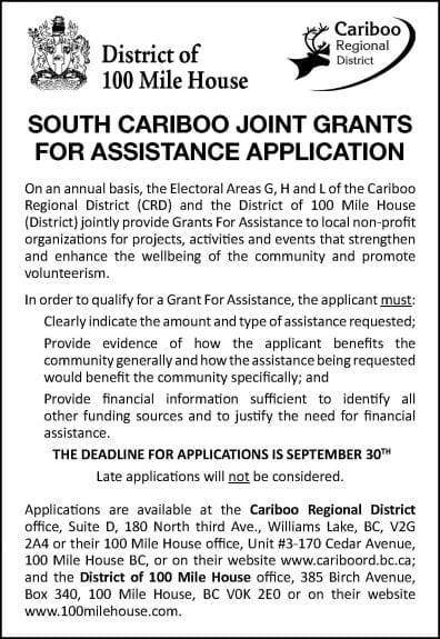 south cariboo joint grants for assistance application