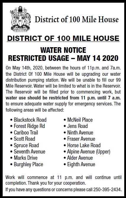 water notice - restricted usage May 14, 2020