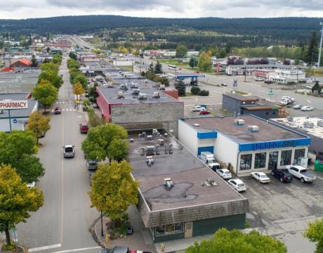 Ariel view of 100 Mile house downtown